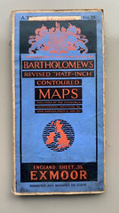 Bartholomews Vintage Map Exmore Large Scale 1930’s Barnstaple Bideford