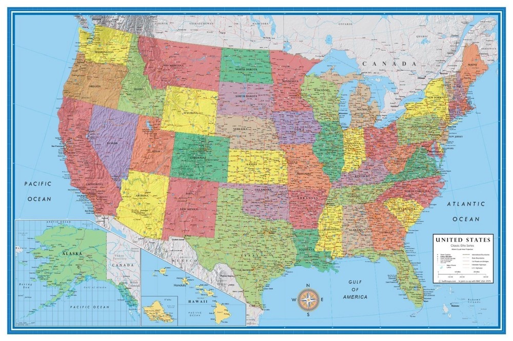Rand McNally 2 Large Wall Maps: World Map and USA map, Rolled