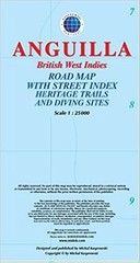 ANGUILLA, BRITISH WEST INDIES, ROAD MAP WITH STREET INDEX, By Kasprowski NEW
