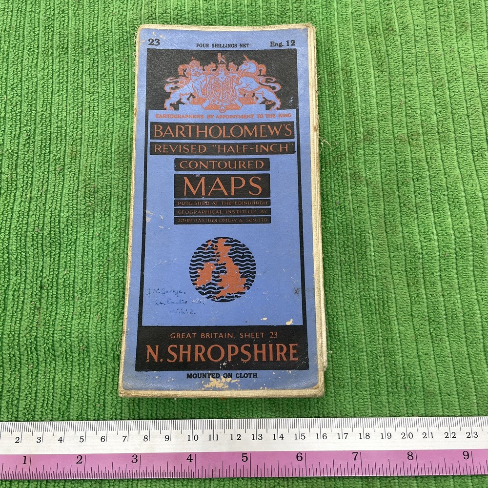 Vintage Bartholomew’s 1/2 Inch/mile Cloth Map Sheet 23 N.Shropshire 1940’s 4 shi