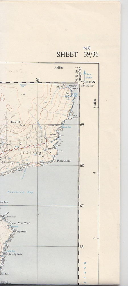 Ordnance Survey 1:25,000 Provisional Series Map Sheet 39/36 (ND 36) Freswick