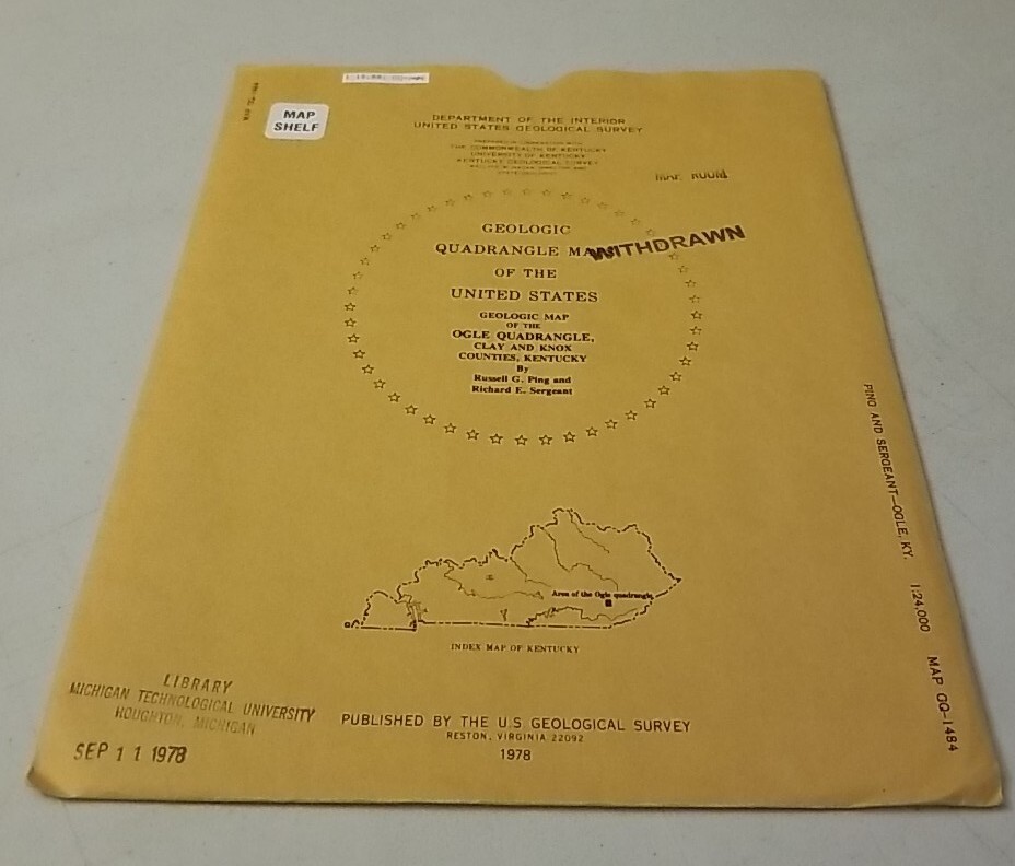 USGS Geologic Map Ogle Quadrangle, Clay & Knox Counties, Kentucky w/Sleeve