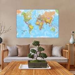Map of the World Educational Map Poster Print Wall Mural Decor 2X3FT 1.5X 2.4FT