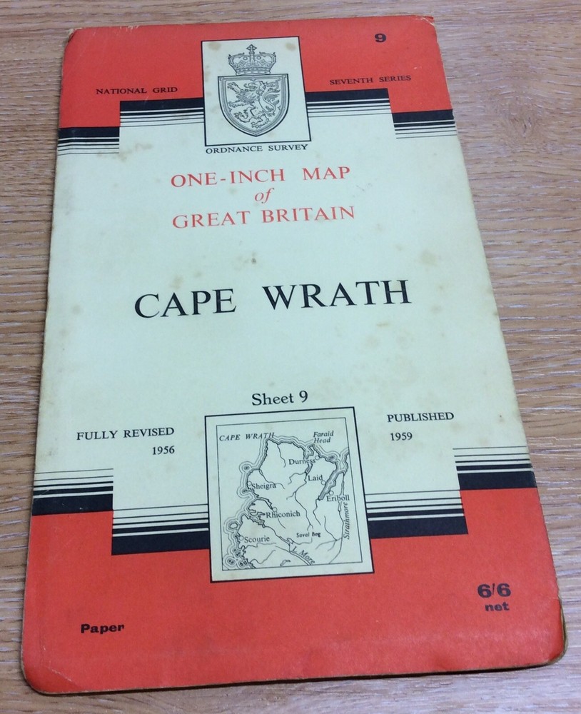 Vintage Ordnance Survey One Inch Map Of Cape Wrath