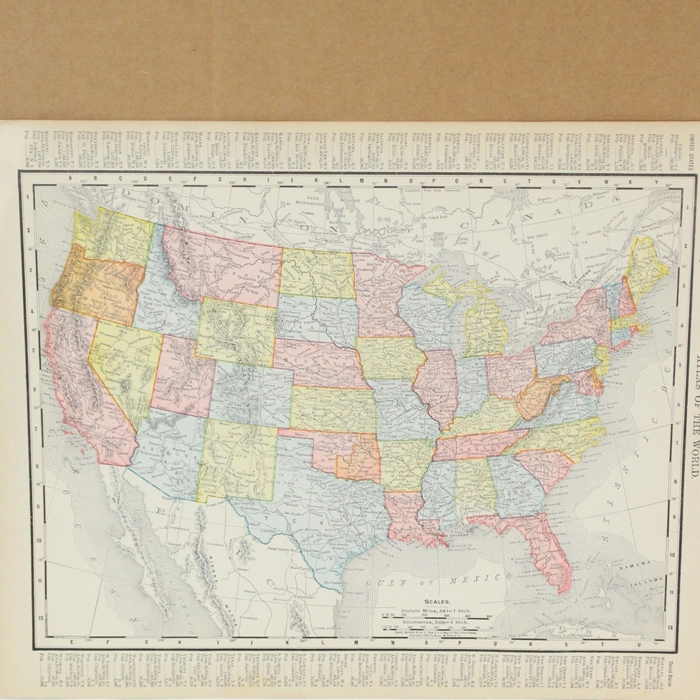 United States and Mexico Rand McNally 1898 Atlas of the World 14″ x 11-1/4″
