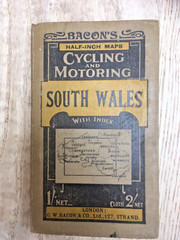 Bacon’s Cycling and Motoring Folding Map of South Wales 1/2″ with index c. 1901