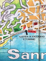 Vintage 1980s Tourist Map of San Remo Italy Alpi Maritime Focus