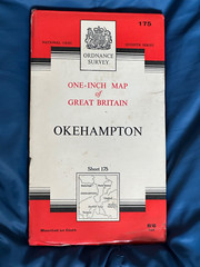 OS Ordnance Survey One Inch Cloth Map, of Okehampton, Sheet 175, 1965