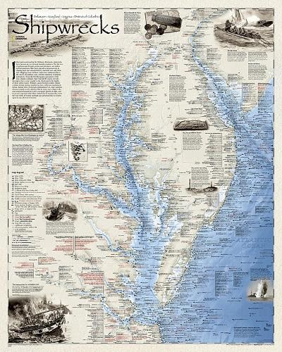 Nat Geo Maps Shipwrecks of Delmarva Map [Laminated] (Map) (UK IMPORT)