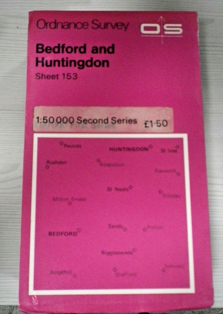 Landranger Series Ordnance Survey Map 1:50,000 Sheet 153 Bedford & Huntingdon