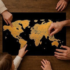 Scratch Off World Map Travel Poster With Flags – Black Large 60×40 cm A1/A2 Gift