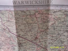 Bartholomew’s Half-Inck Map on Cloth. Sheet 19. WARWICKSHIRE. VG.