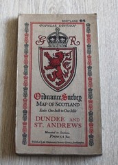 1927 Ordnance Survey Coloured Map of Scotland DUNDEE & ST ANDREWS 1 in Scottish