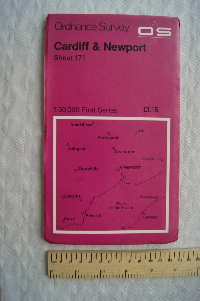 1974 OS first series map Sheet 171 Cardiff & Newport