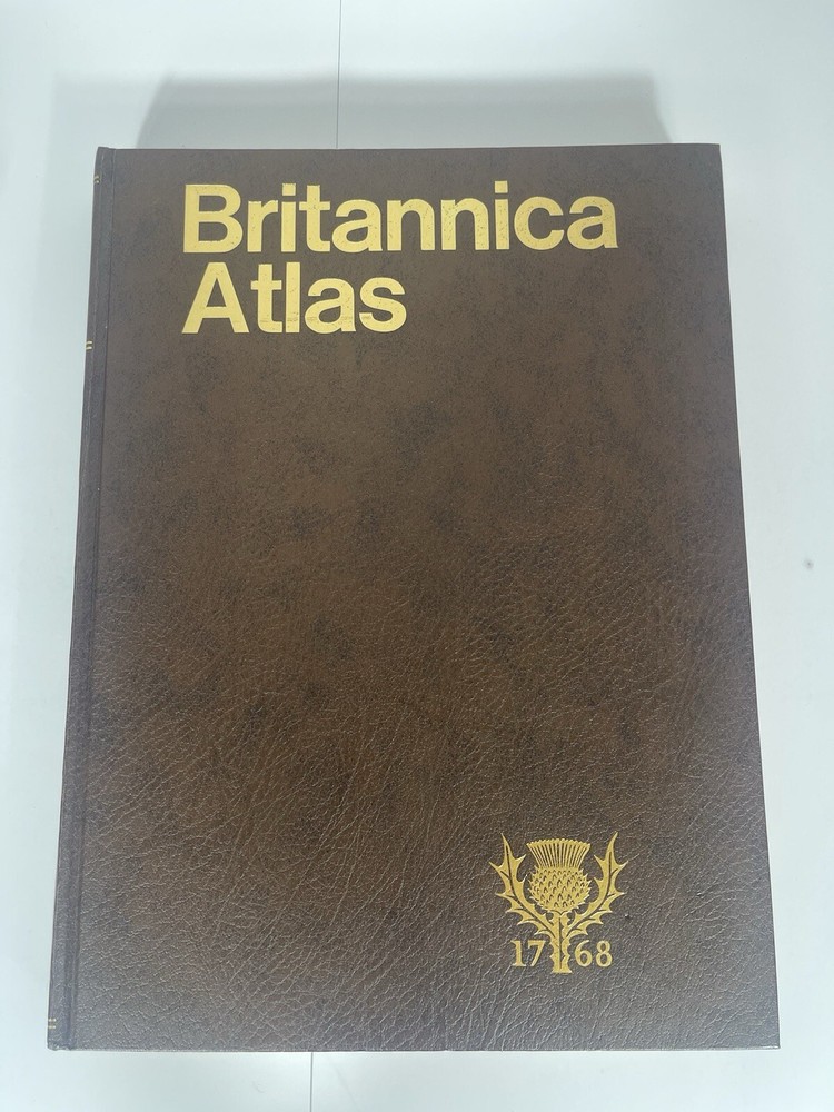 Britannica Atlas Hardcover 1989 Oversized Hardcover Leather