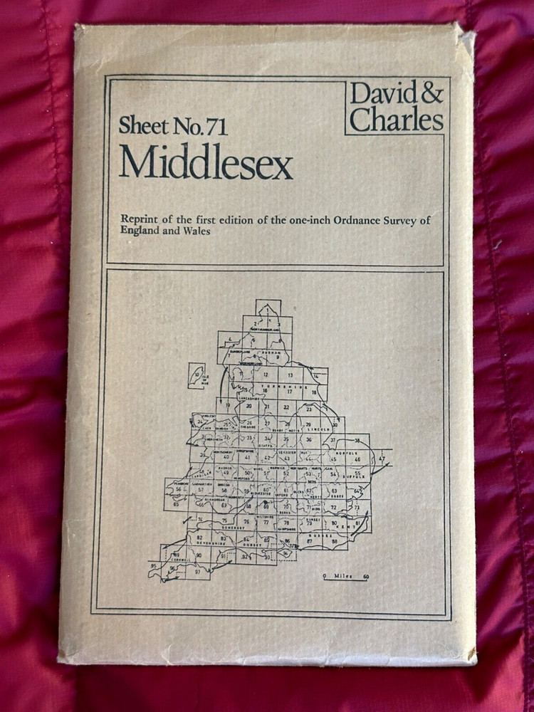 David & Charles, OS Map ,1st Edition,1 Inch Reprint, Middlesex. No:71