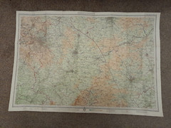BARTHOLOMEWS CLOTH HALF-INCH CONTOURED MAP WARWICKSHIRE SHEET 19 C 1951