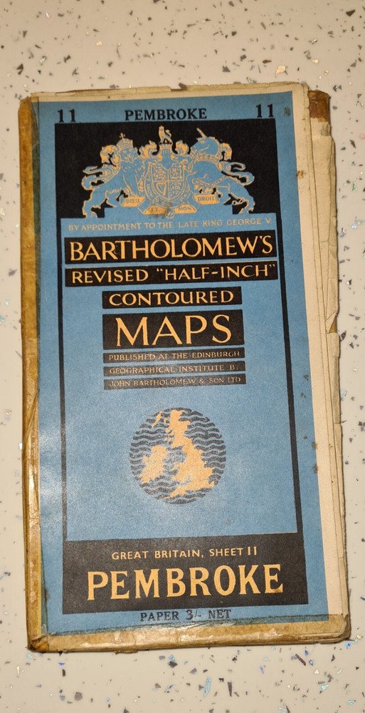 Bartholomew Pembroke Map Blue Cover 1930s Ordenance Map