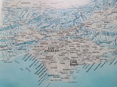 Southern California Wall Map Vintage Topographic 1984 Cooper Moffatt Large 89cm