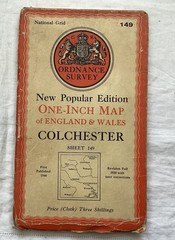 Vintage Ordnance Survey, 1 inch cloth, Colchester sheet 149, 1946