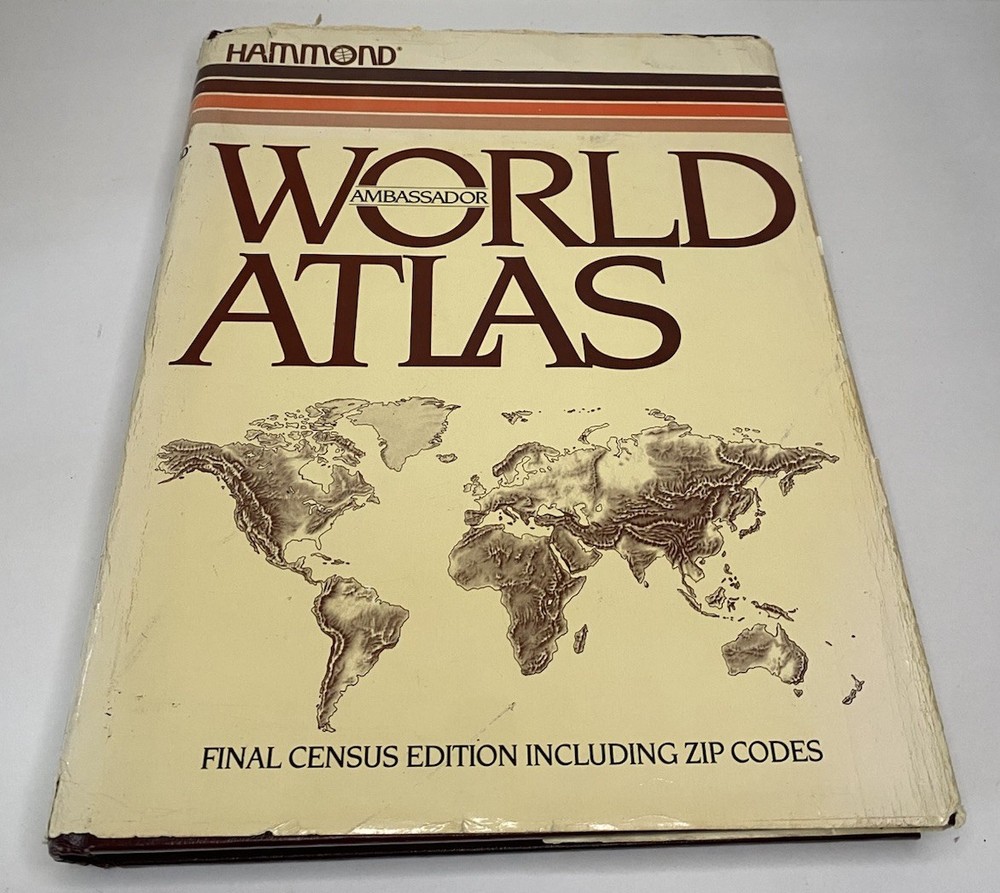 Hammond Ambassador World Atlas Hardcover Vintage Final Census Zip Codes