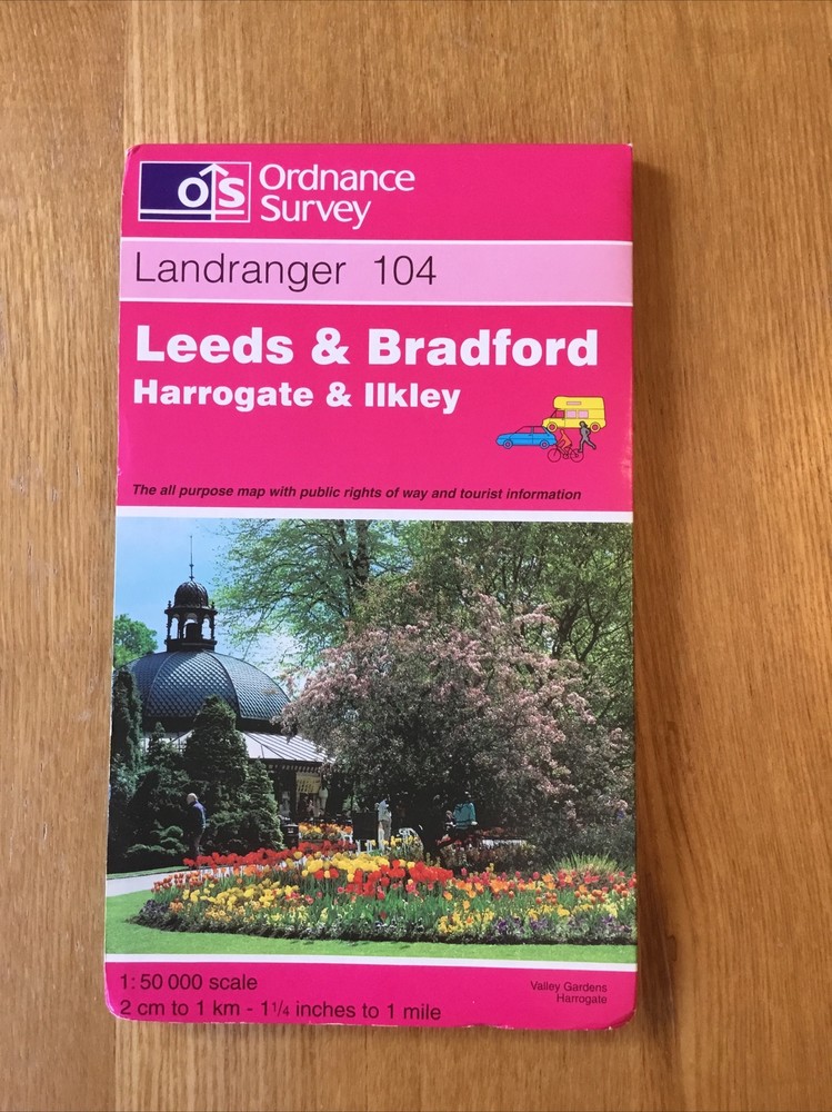 1998 Ordnance Survey Landranger Map 104 Leeds & Bradford (inc Harrogate & Ilkley