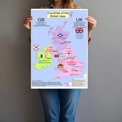 A1 A2 UK Map Great Britain Geographical Wall Poster Print Studio Decoration