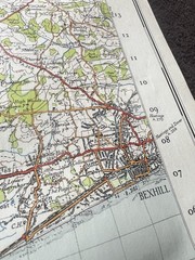 Ordnance Survey Vintage Cloth Map 1952 50s Eastbourne Lewes Bexhill Free Post UK