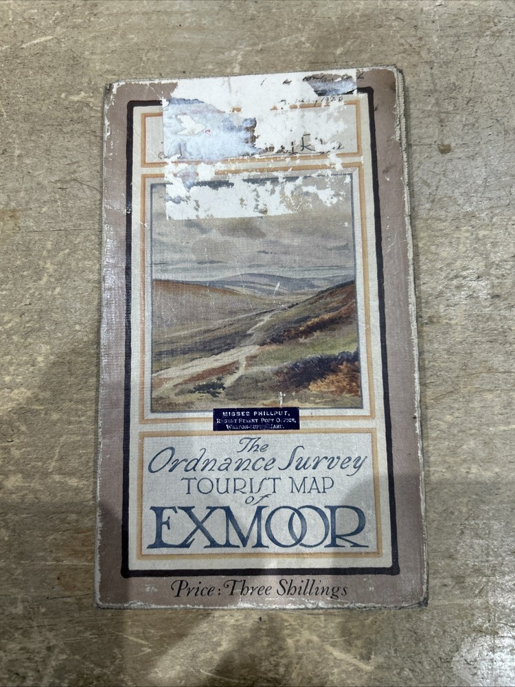 1921 Ordnance Survey One Inch Cloth Tourist Map Of Exmoor Exmoor Forest