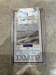 1921 Ordnance Survey One Inch Cloth Tourist Map Of Exmoor Exmoor Forest