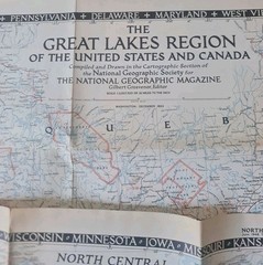 Lot of 3 National Geographic Large Folded Paper Historical Maps of the USA 1950s