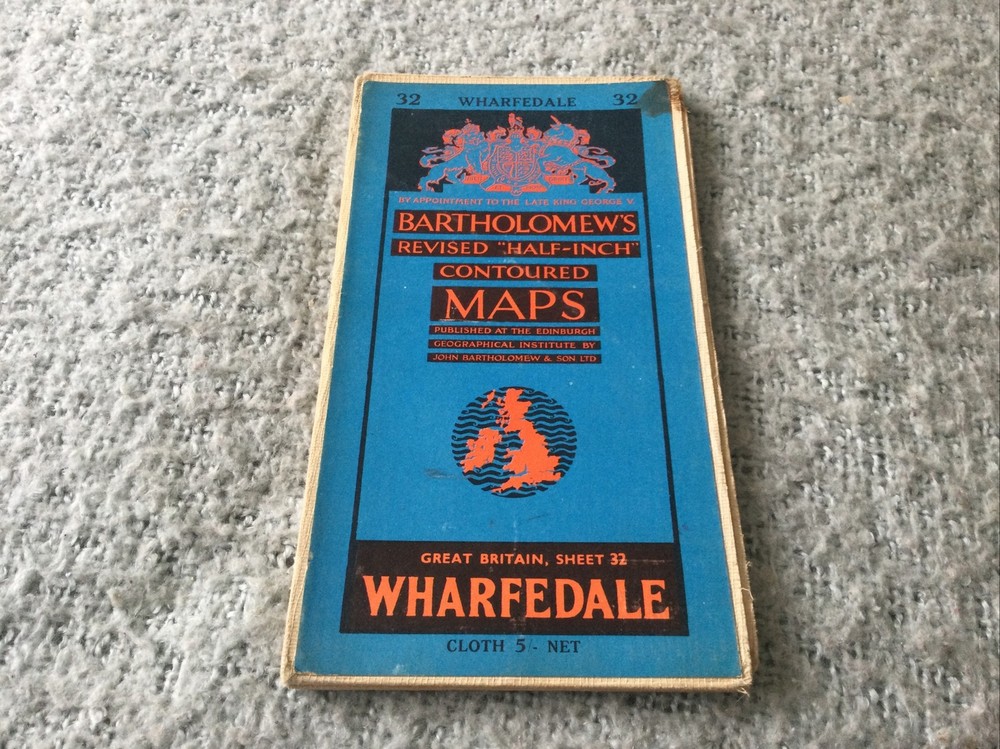1970s Old Vintage Bartholomew’s Half-inch Contoured Map Sheet 32 Wharfdale