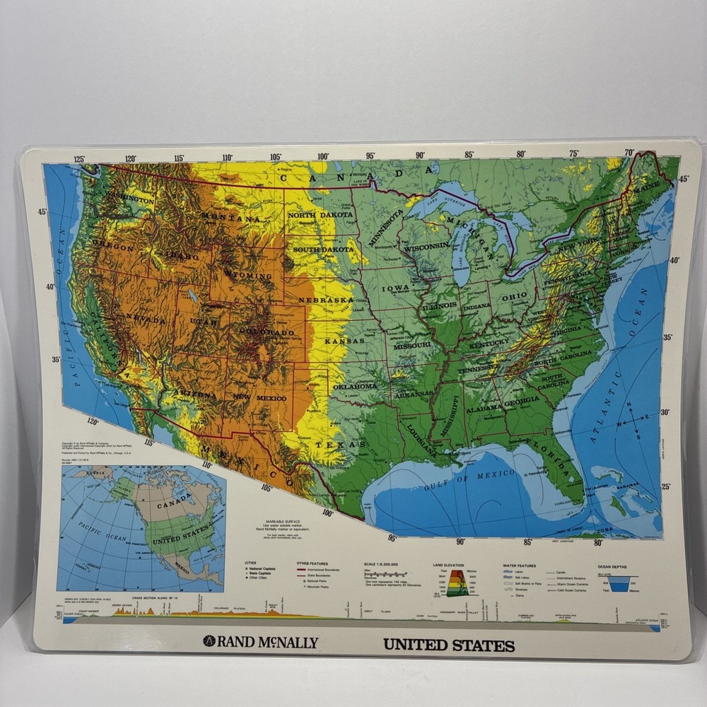 17″ x 22″ Rand McNally Markable Map of United States Two-Sided Pre-owned