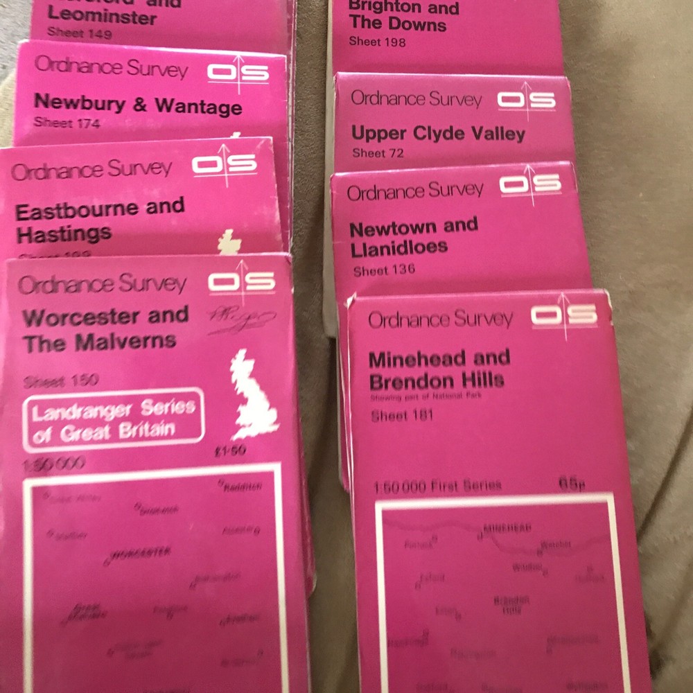 Job Lot 10 X Ordnance Survey Landranger Maps Circa1975-1988 Photos For Locations