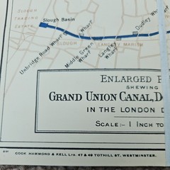 1941 GRAND UNION CANAL Foldout Linen Map Cook Hammond Kell Ltd 76cm x 98cm