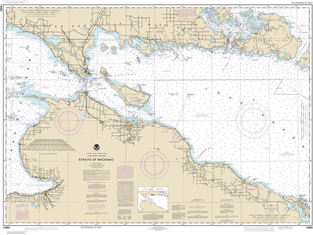 Straits of Mackinac | Waterproof NOAA Chart 14880