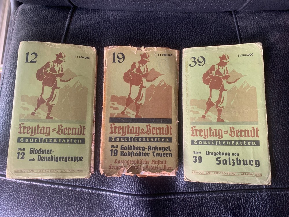 3 x Austria Maps Freytag Berndt map vintage Glockner Salzburg Goldberg 12 19 39