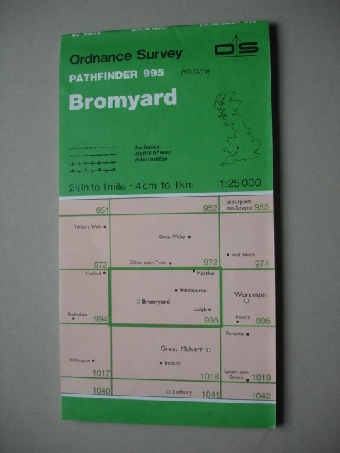 1988 BROMYARD Ordnance Survey 1:25000 Pathfinder Map 995 SO65/75