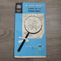 2x Vintage Ordnance Survey 2.5 Inch Maps Sheet SK 17 Tideswell SK 18 Castleton