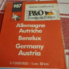 Vintage Michelin Map 987 – Germany, Austria Edition 1988 From P&O Ferries