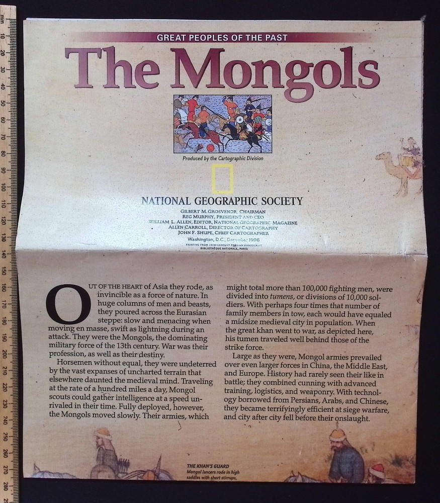 Great People of the Past : The Mongols, National Geographic, 1996 Map & Poster
