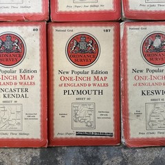 Job Lot Of 9 Vintage OS Maps One Inch maps, immediate despach