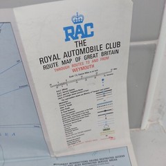 RAC Route Map Of Great Britain 1976 Through Routes to Weymouth