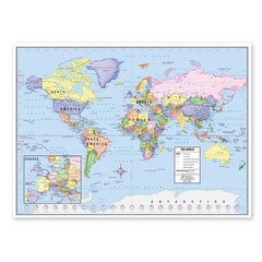 US and World Desk Map (13″ x 18″ Laminated) for 18″Wx13″H, full color