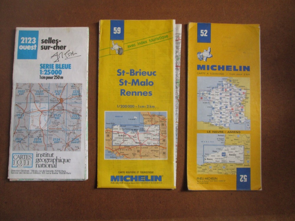 6 x Vintage Folding Road Maps France Michelin Serie Bleue Etc Job Lot Bundle