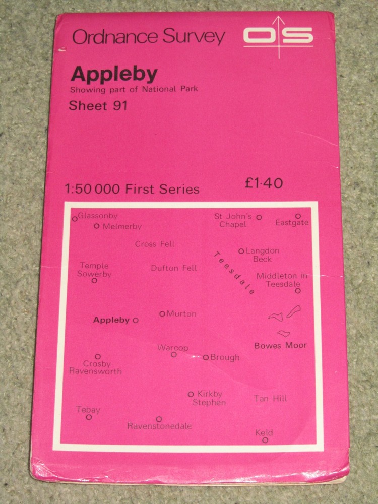 OS Ordnance Survey Landranger Map Sheet 91 Appleby – 1976