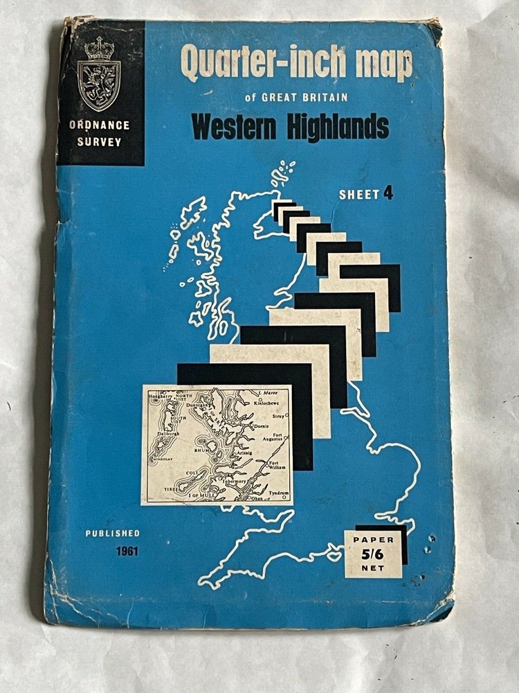 Vintage OS Ordnance Survey Quarter Inch Map, Western Highlands. Sheet, 4