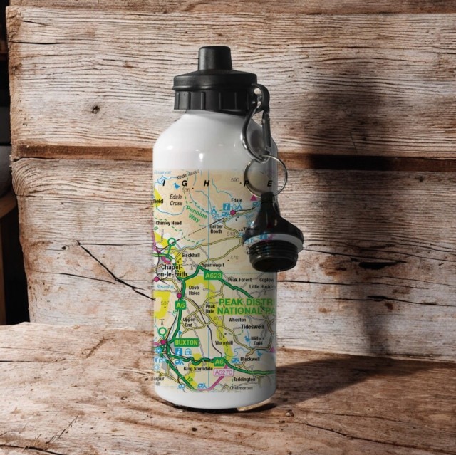 OS Map 600ml Metal Water Bottle – Peak District National Park