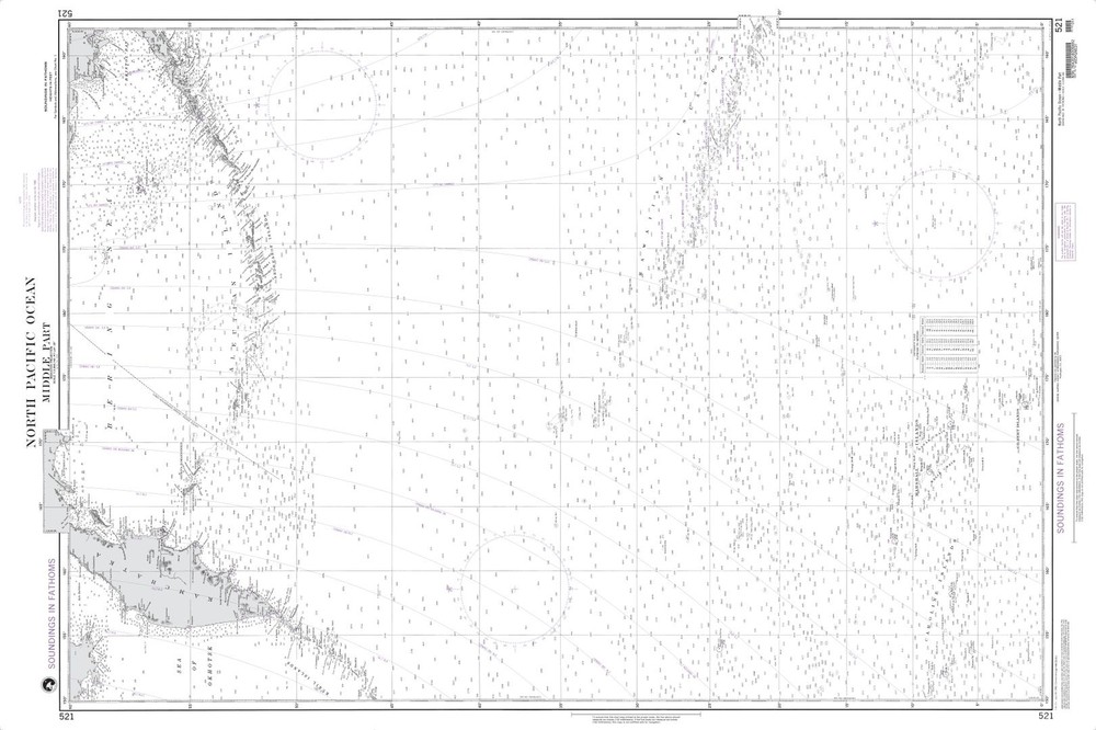 North Pacific Ocean (Middle Part) | Waterproof NGA Chart 521