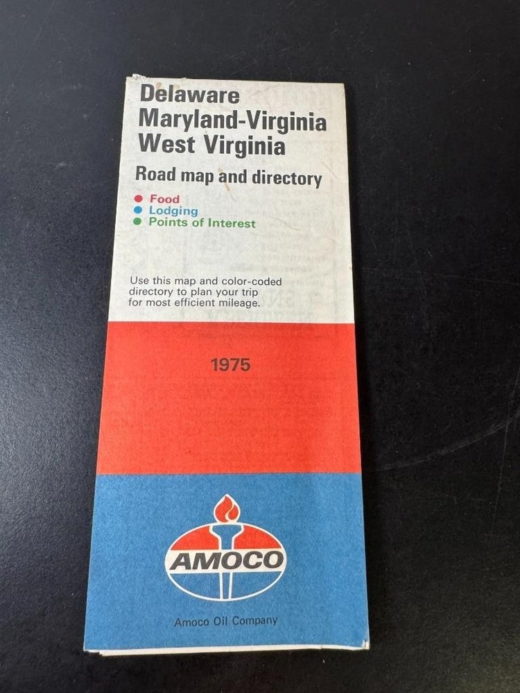 VTG 1975 STANDARD AMOCO OIL CO MAP – DELAWARE, MARYLAND, VIRGINIA & WEST VA.